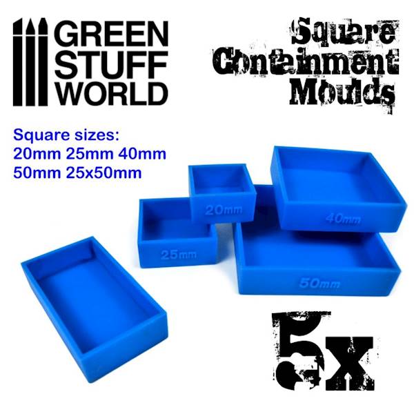GSW - 5x Containment Moulds for Bases - Square