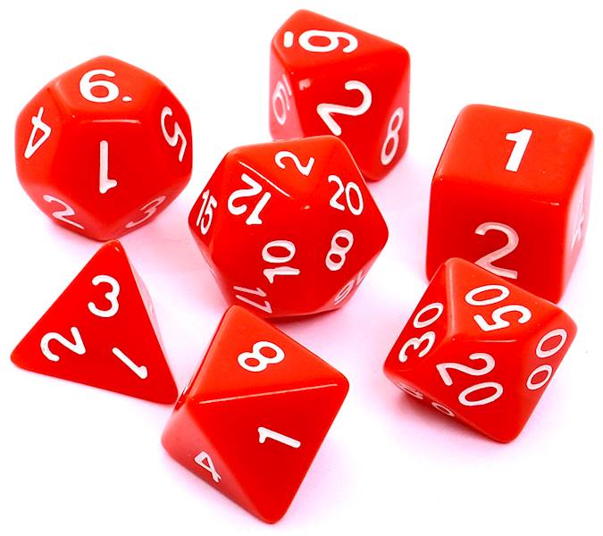 Komplet kości RPG - Matowe - Czerwone