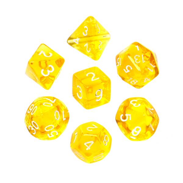Komplet kości RPG - Mini Kryształowe - Żółte