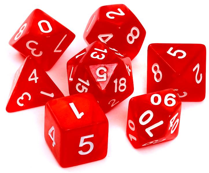 Komplet kości RPG - Perłowe - Czerwone