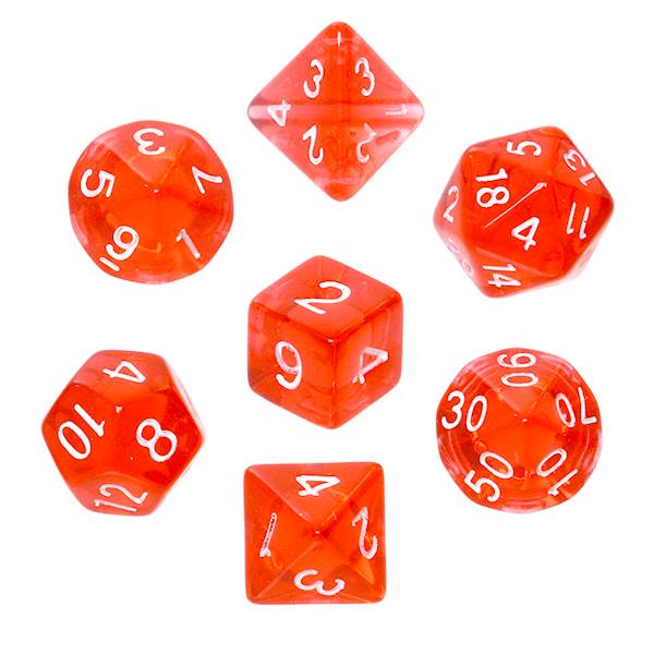 Komplet kości RPG - Mini Kryształowe - Czerwone