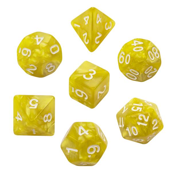 Komplet kości RPG - Perłowe - Jasnożółte