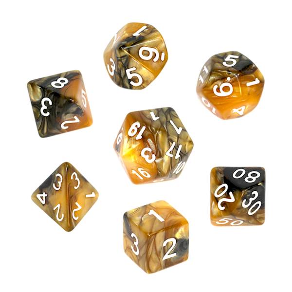 Komplet kości RPG - Dwukolorowe - Czarno-złote
