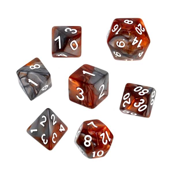 Komplet kości RPG - Dwukolorowe - Brązowo-szare