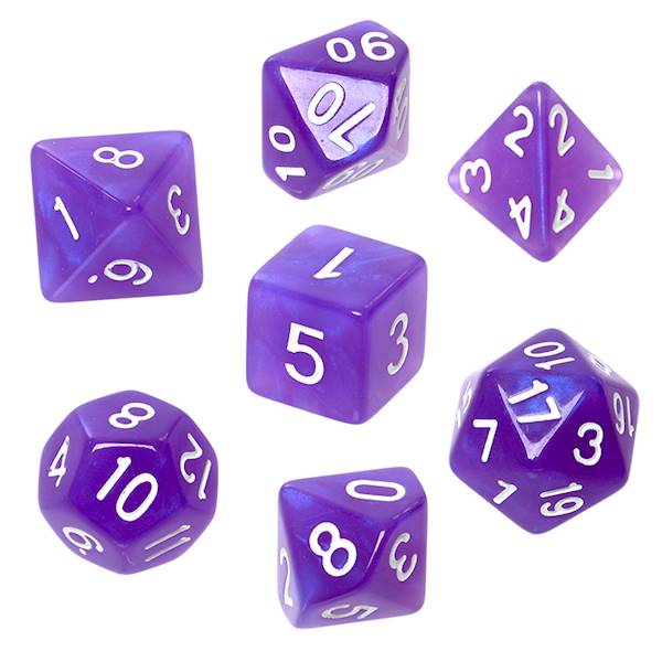 Komplet kości RPG - Kamienie Księżycowe - Ametyst