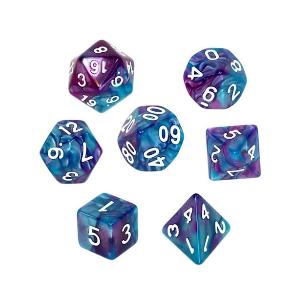 Komplet kości RPG - Dwukolorowe - Niebiesko-fiolet