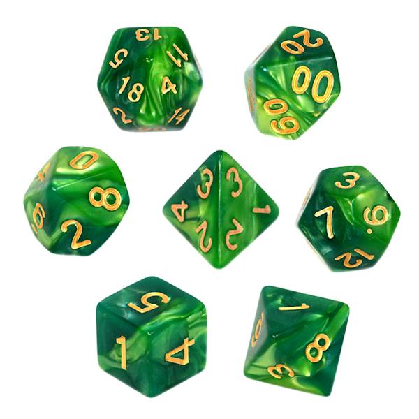 Komplet kości RPG - Dwukolorowe - Miętowo-zielone