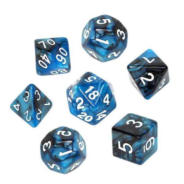 Komplet kości RPG - Dwukolorowe - Czarno-nieb.