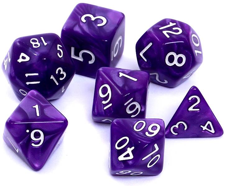 Komplet kości RPG - Perłowe - Granatowe