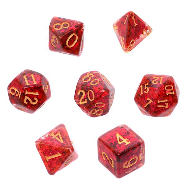 Komplet kości RPG - Gęsty rdzeń - Czerwone
