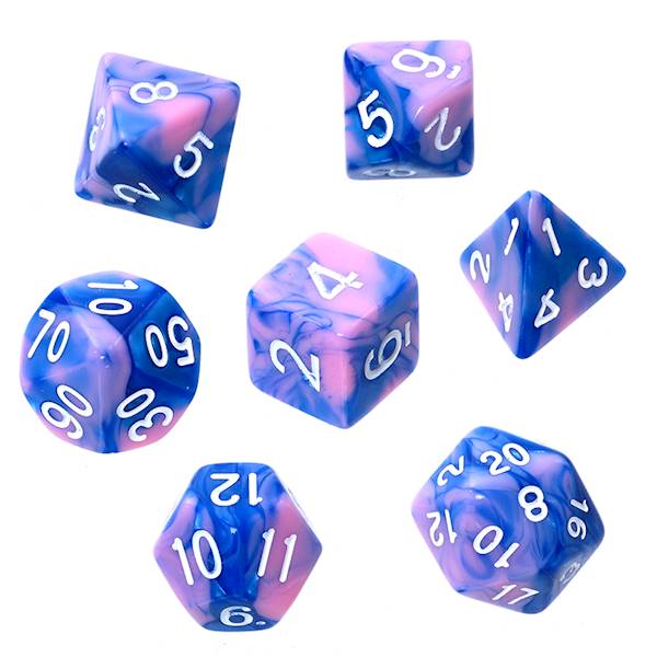 Komplet kości RPG - Dwukolorowe - Niebiesko-różowe