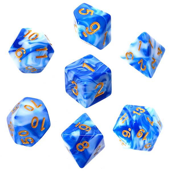 Komplet kości RPG - Dwukolorowe - Niebiesko-Białe
