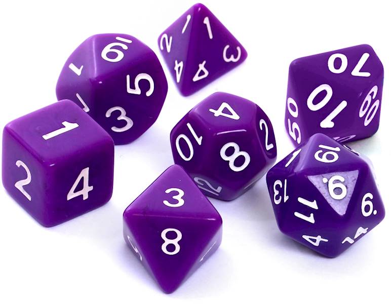 Komplet kości RPG - Matowe - Fioletowe