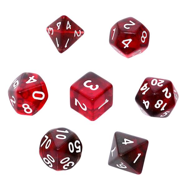 Komplet kości RPG - Kamienie Księżycowe - Bordo 