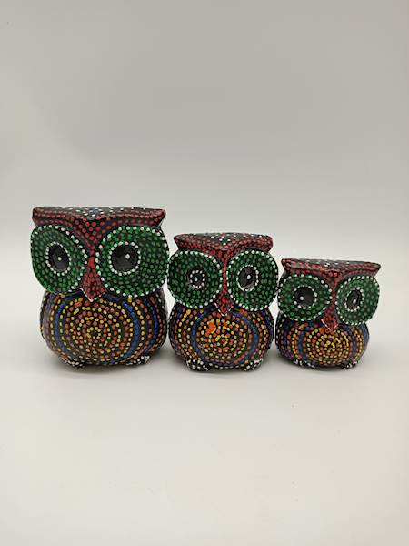 Sowy drewniane, 30,25,20 cm