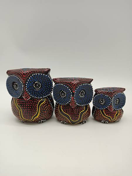 Sowy drewniane, 30,25,20 cm