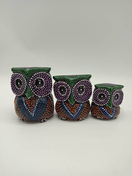 Sowy drewniane, 30,25,20 cm