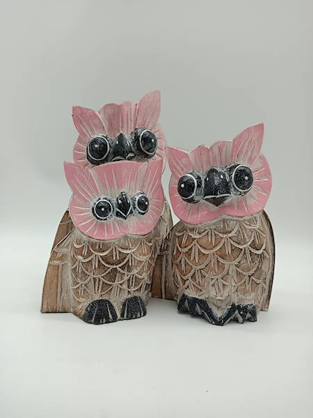 Sowy drewniane, 20, 15, 10 cm 