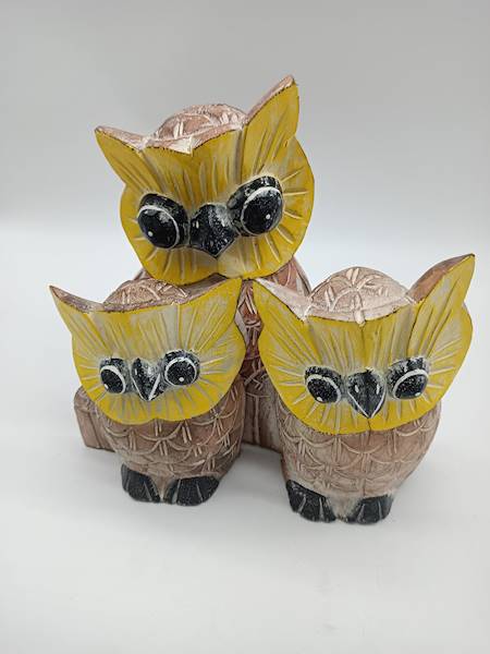 Sowy drewniane, 20, 15, 10 cm 
