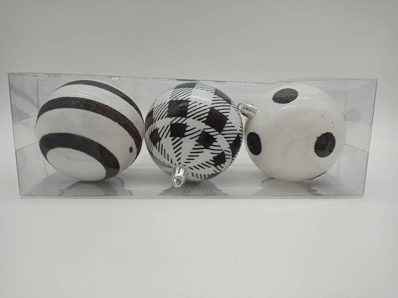 Bombka plastikowa, malowana - 8 cm (3 szt.)