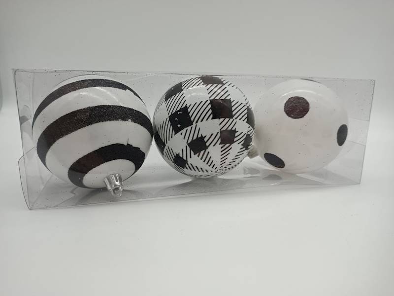 Bombka plastikowa, malowana - 8 cm (3 szt.)