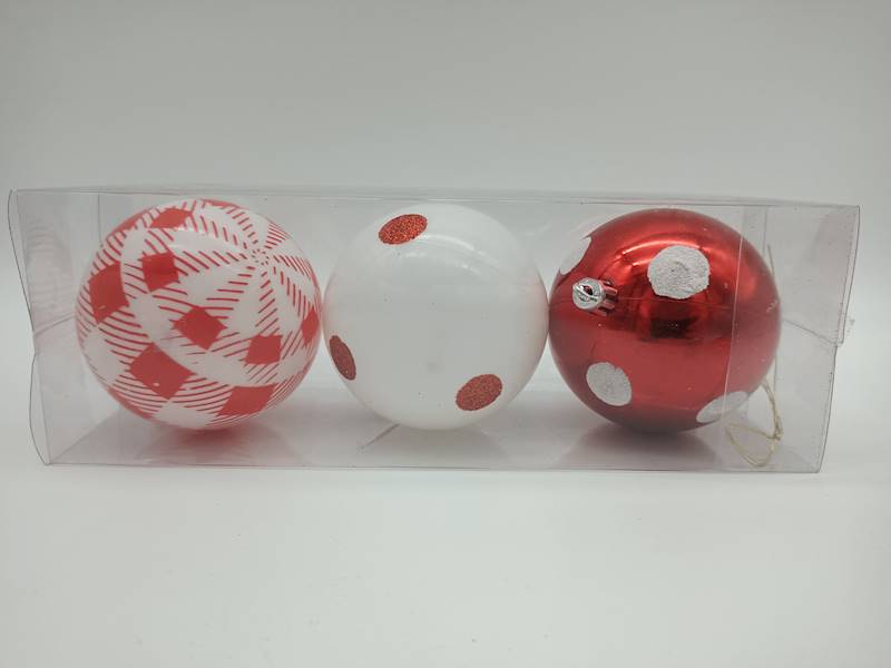 Bombka plastikowa, malowana - 8 cm (3 szt.)