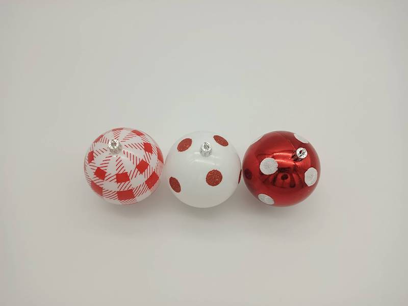 Bombka plastikowa, malowana - 8 cm (3 szt.)