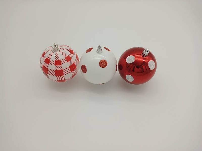 Bombka plastikowa, malowana - 8 cm (3 szt.)