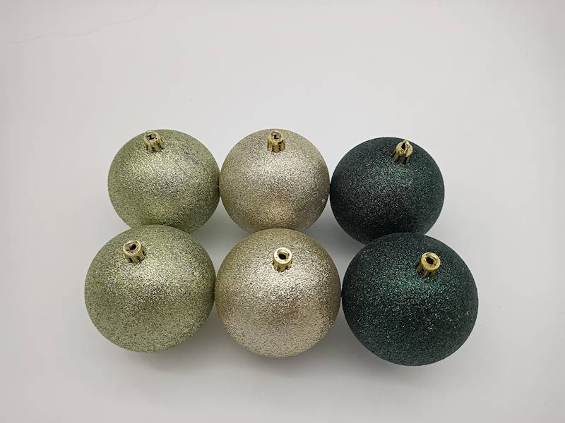 Bombka plastikowa, brokatowana - 8 cm (6 szt.)