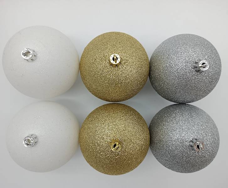 Bombka plastikowa, brokatowana - 8 cm (6 szt.)