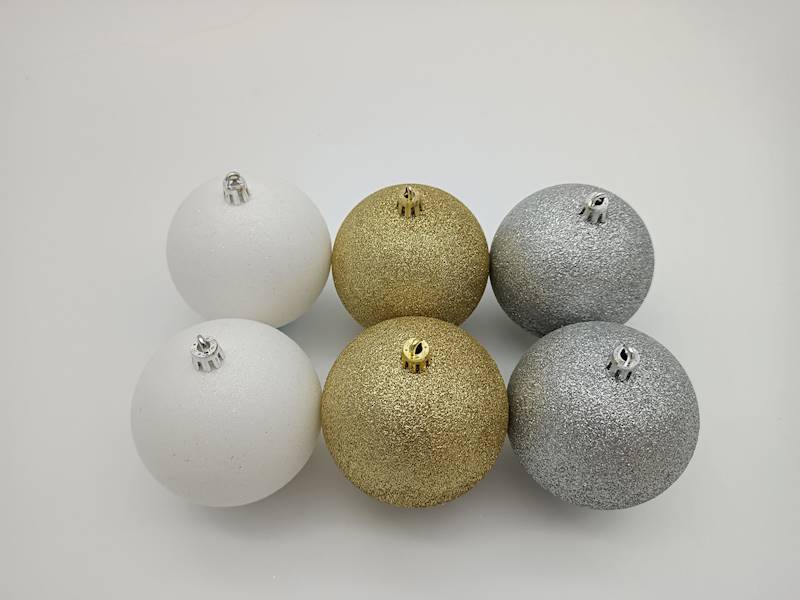 Bombka plastikowa, brokatowana - 8 cm (6 szt.)