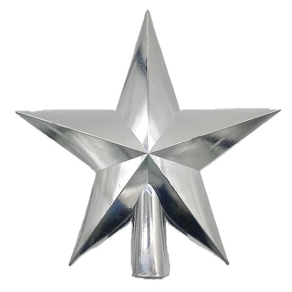 Gwiazda plastikowa, pełna - 20 cm, srebrna, połysk