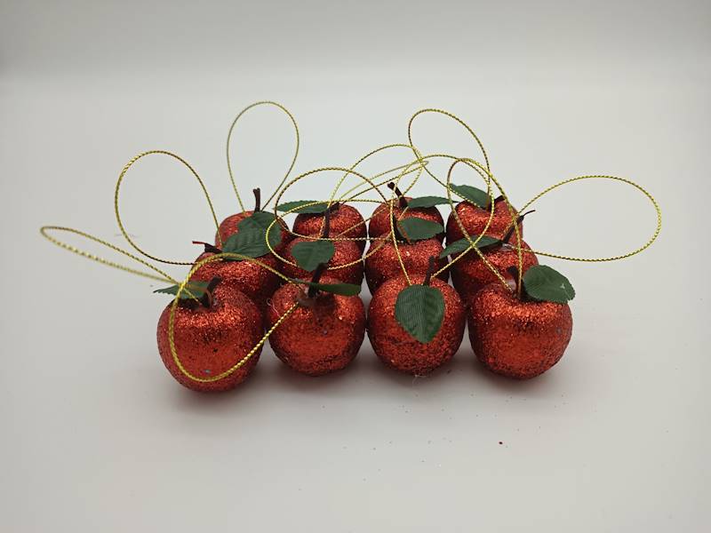 Jabłuszka brokatowane, małe - 4 cm (12 szt.)
