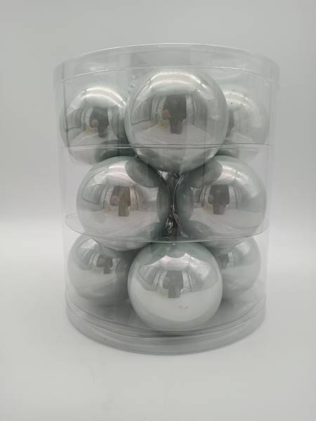 Bombka szklana, z zawieszką - 8 cm (12 szt.)
