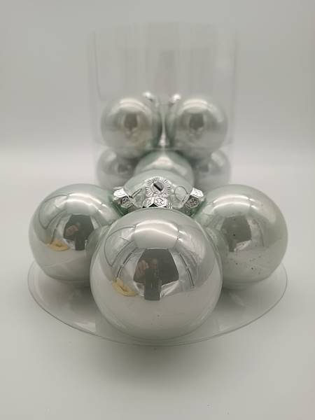 Bombka szklana, z zawieszką - 8 cm (12 szt.)