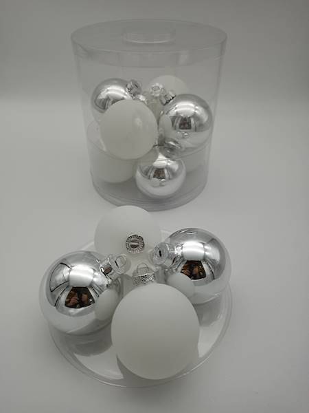 Bombka szklana, z zawieszką - 8 cm (12 szt.)