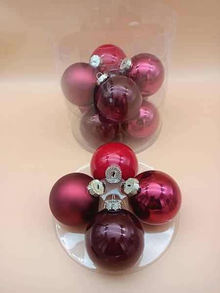 Bombka szklana, z zawieszką - 8 cm (12 szt.)