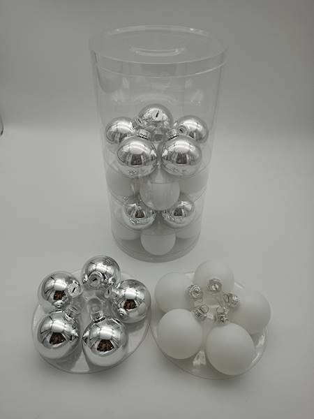 Bombka szklana, z zawieszką - 6 cm (30 szt.)