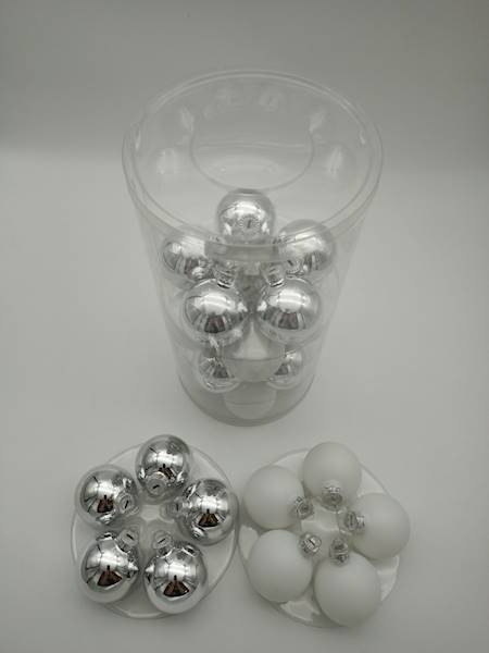 Bombka szklana, z zawieszką - 6 cm (30 szt.)
