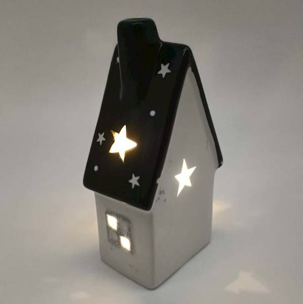 Domek LED 14x7,5x5 cm czarny/czerwony kpl.1+1 szt.