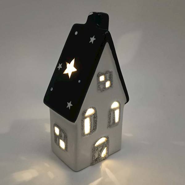 Domek LED 14x7,5x5 cm czarny/czerwony kpl.1+1 szt.