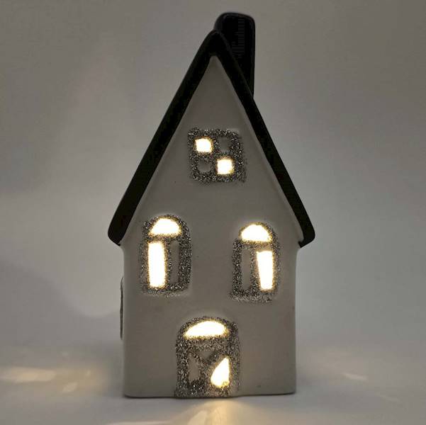 Domek LED 14x7,5x5 cm czarny/czerwony kpl.1+1 szt.