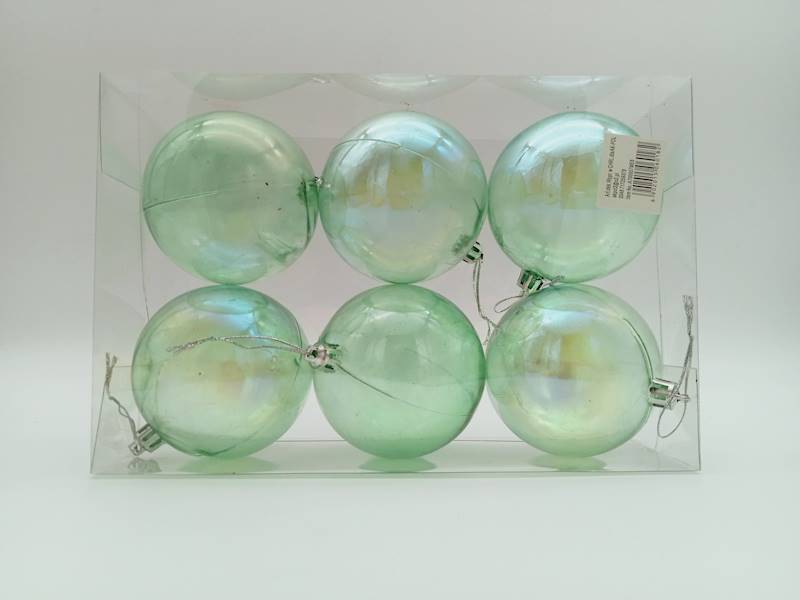 Bombka plastik transparentna mietowa 8 cm