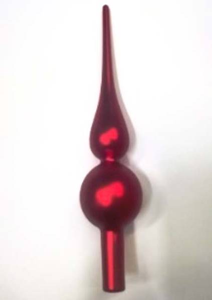 Czub na choinkę szklany 25 cm czerwony mat