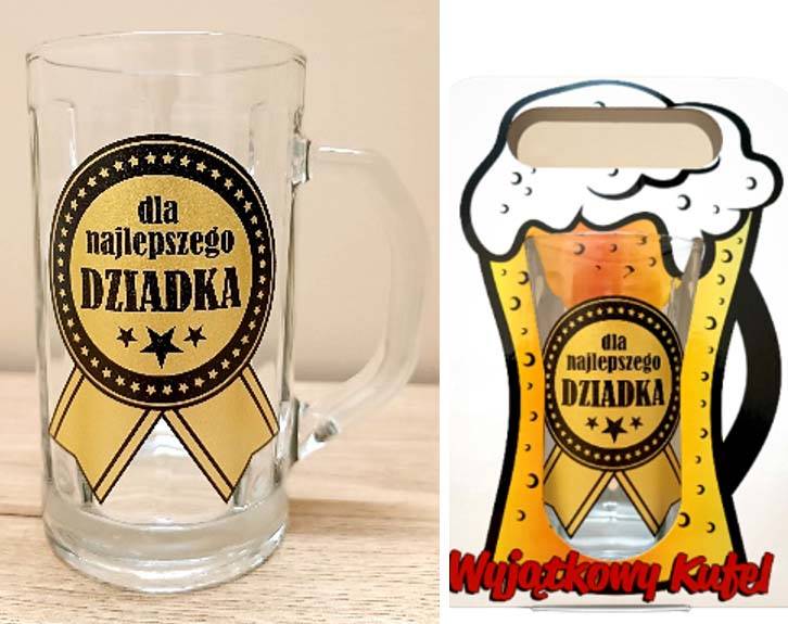 Kufel "Dla najlepszego Dziadka" ozdobny kartonik