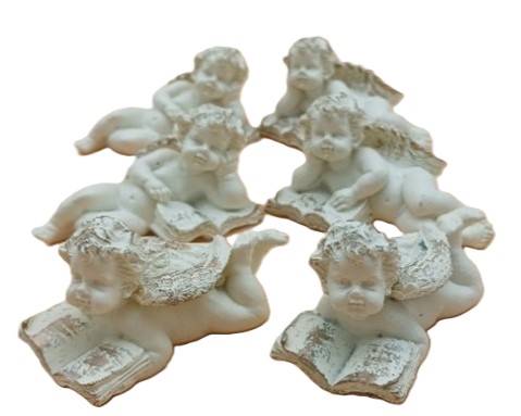 Aniołek ecru,złocony,  6 cm