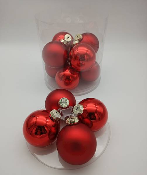 Bombka szklana, z zawieszką - 8 cm (12 szt.)