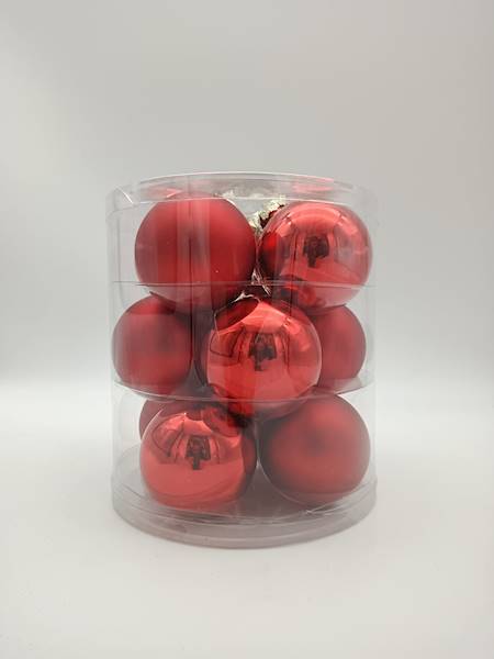 Bombka szklana, z zawieszką - 8 cm (12 szt.)