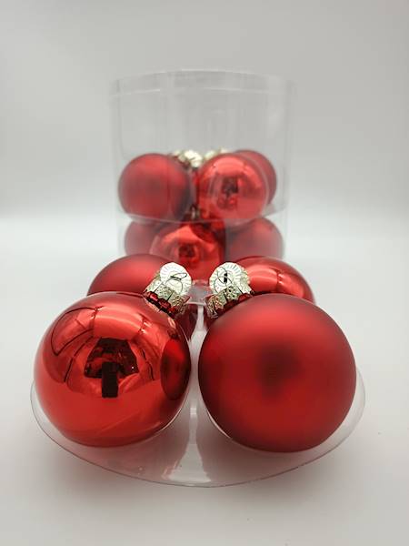 Bombka szklana, z zawieszką - 8 cm (12 szt.)