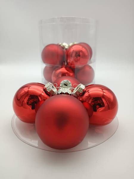 Bombka szklana, z zawieszką - 8 cm (12 szt.)